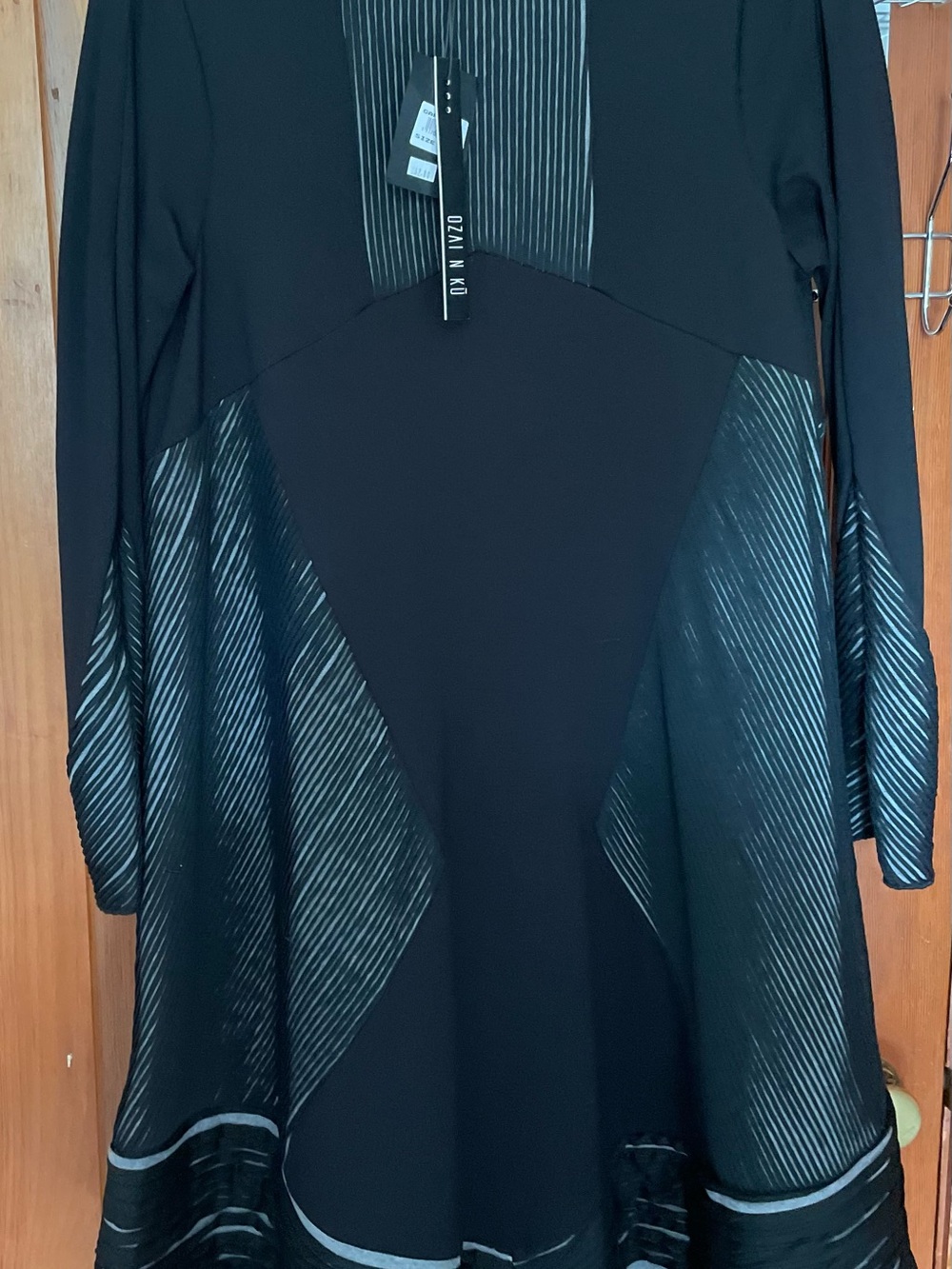 GAP Black Long Sleeve A-Line Dress with Subtle Sheen Panels